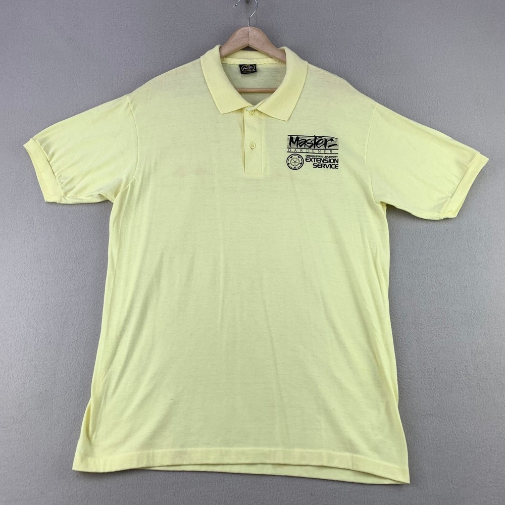 Vintage 70s OSU Master Gardener Polo Shirt Mens XL Yellow Paper Thin College USA